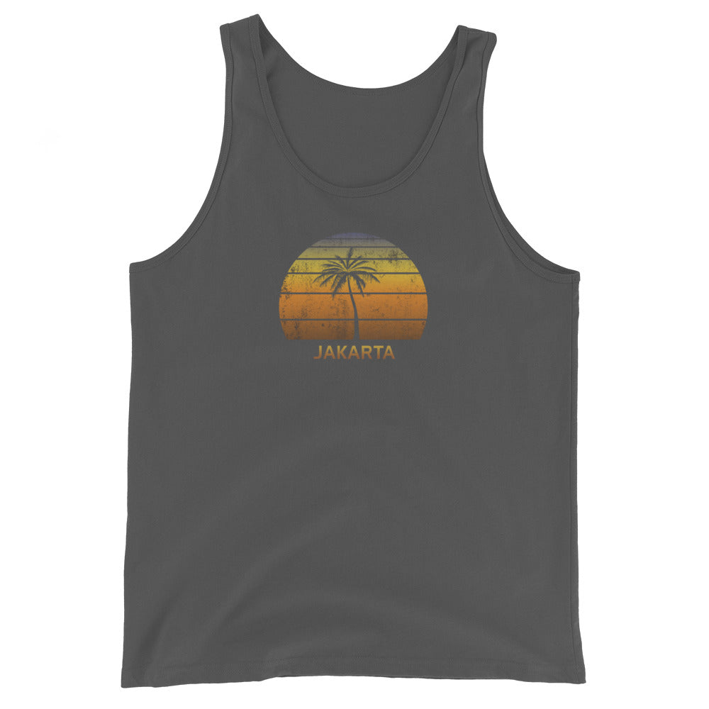 Retro Jakarta Indonesia Unisex Tank Top Vintage Sunset Beach Vacation Souvenir