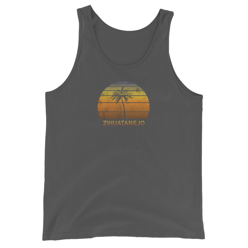 Retro Zihuatanejo Mexico Vintage Sunset Unisex Tank Top Beach Vacation Souvenir