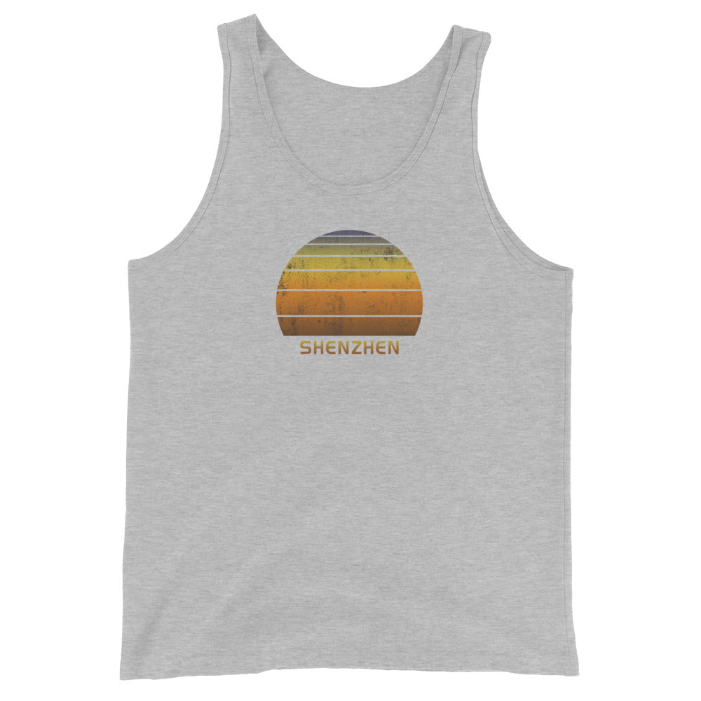 Retro Shenzhen China Vintage Sunset Vacation Souvenir Unisex Tank Top