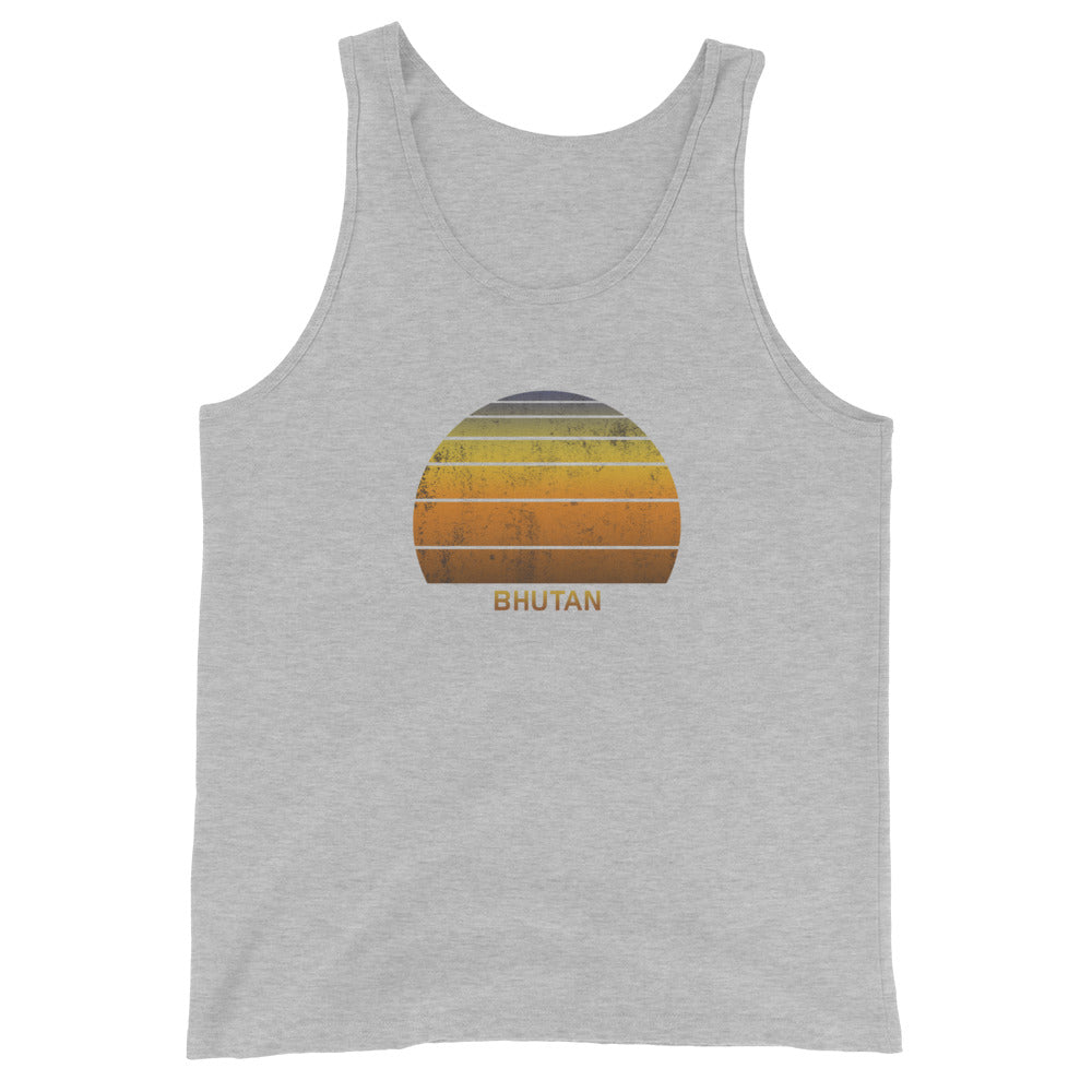 Retro Bhutan Sunset Native African Vacation Souvenir Stylish Unisex Tank Top