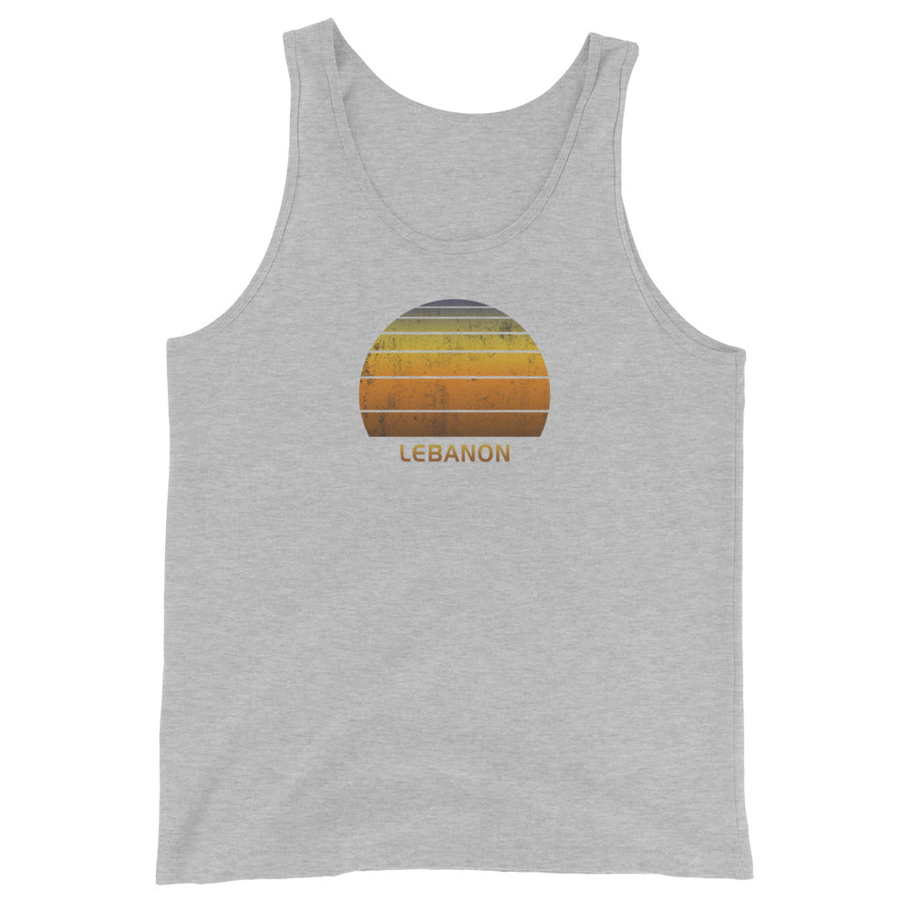 Retro Lebanon Vintage Sunset Vacation Souvenir Unisex Tank Top