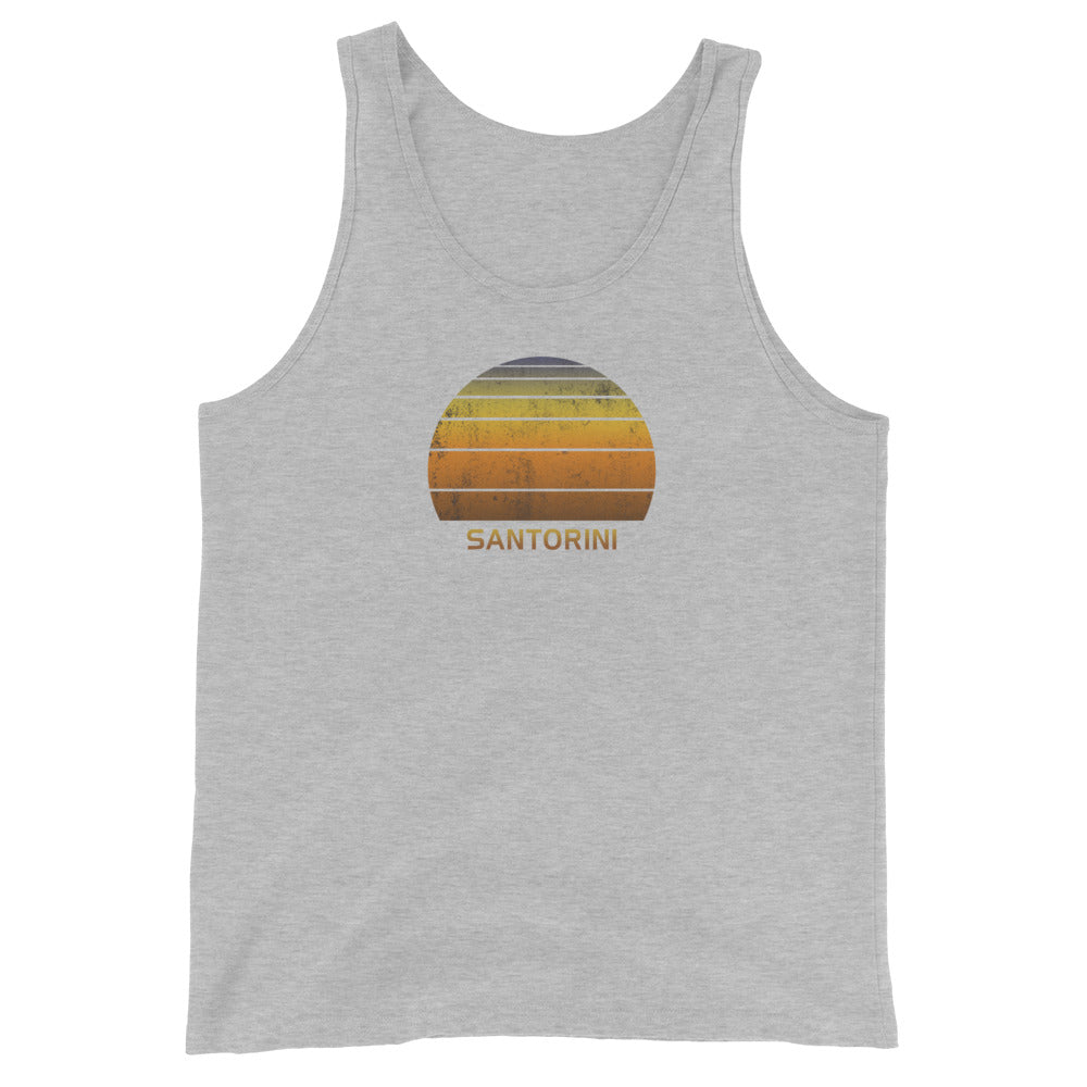 Retro Santorini Greece Vintage Sunset Vacation Souvenir Unisex Tank Top