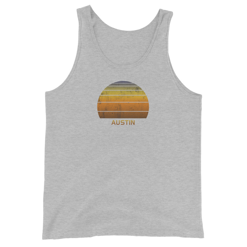 Retro Austin Texas Unisex Tank Top Vintage Sunset Vacation Souvenir