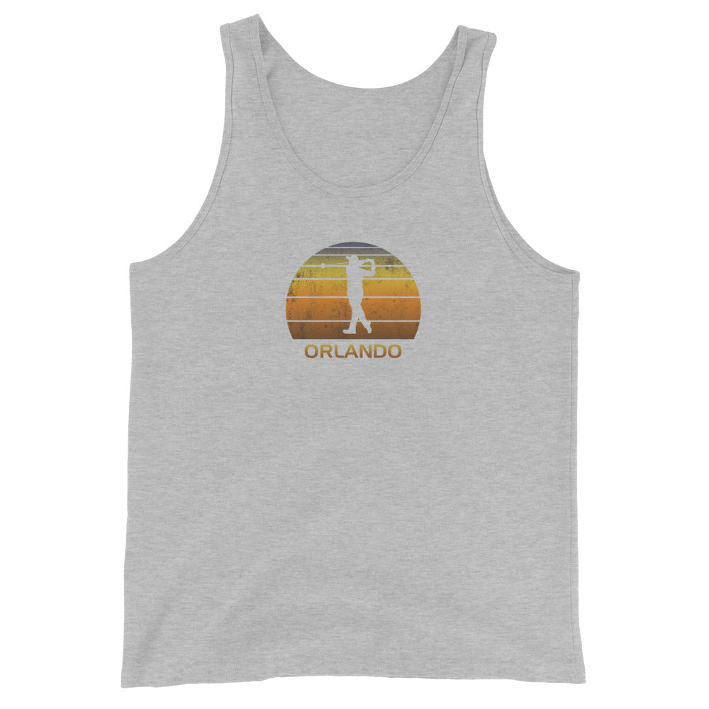 Cool Orlando Florida Golf Vintage Sunset Golfer Retro Golfing Unisex Tank Top