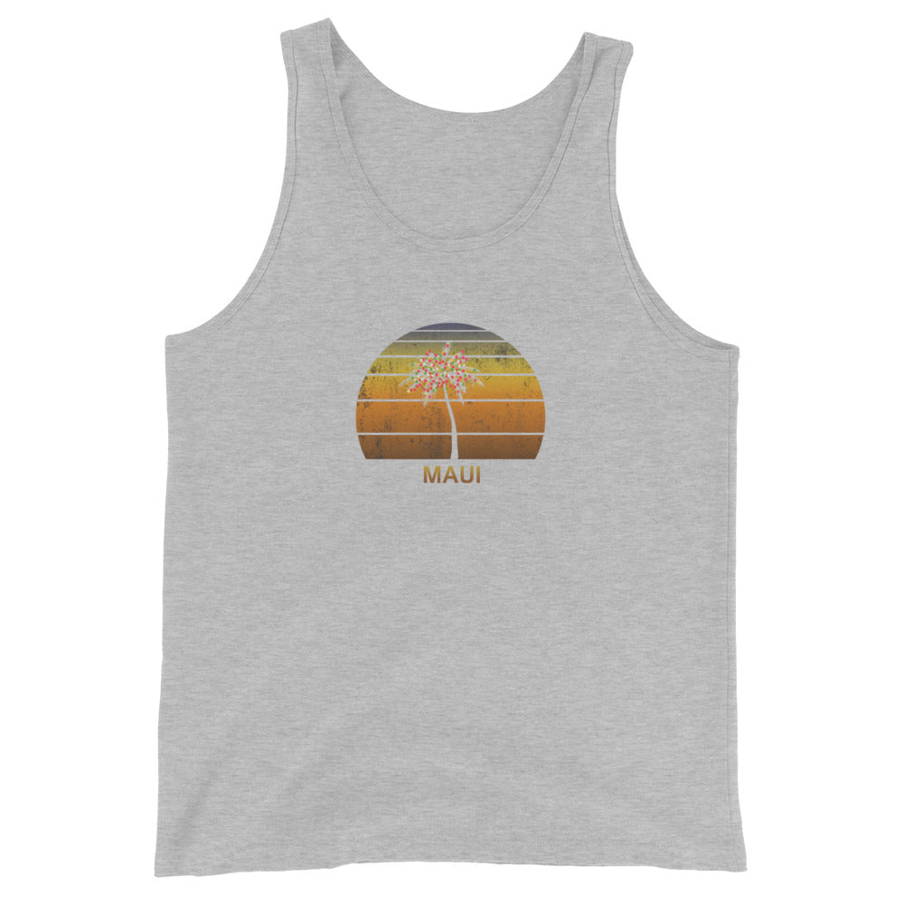 Retro Maui Hawaii Unisex Tank Top Christmas Family Vacation Souvenir Sunset Beach