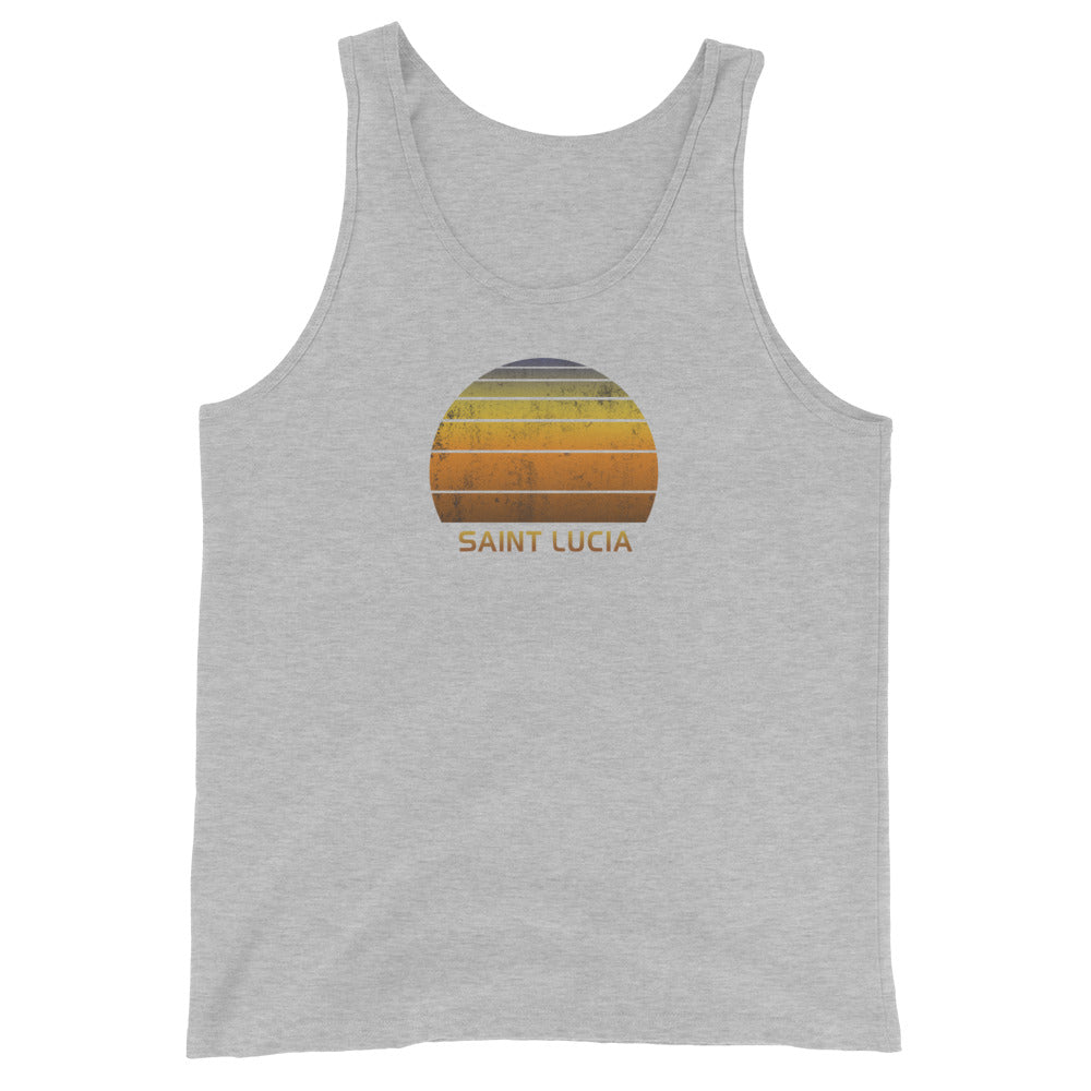 Retro Saint Lucia Vintage Sunset Vacation Souvenir Unisex Tank Top