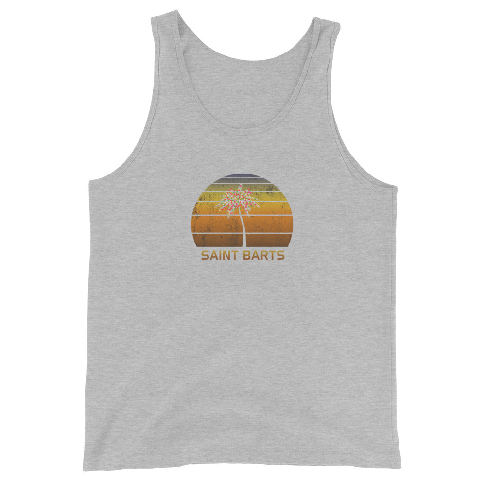 Retro Saint Barts Unisex Tank Top Christmas Family Vacation Souvenir Sunset