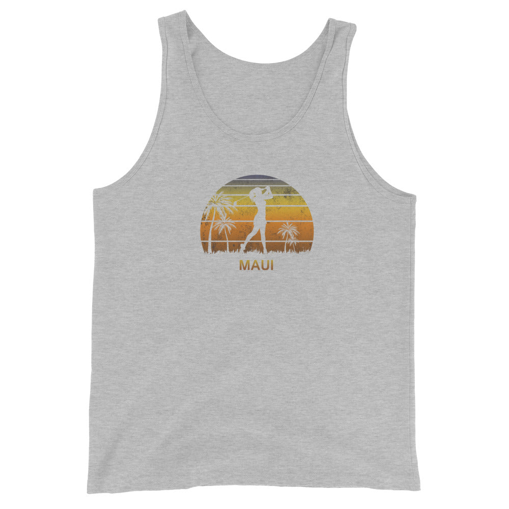 Retro Maui Hawaii Women's Golf Golfing Fan Golfer Gift Unisex Tank Top