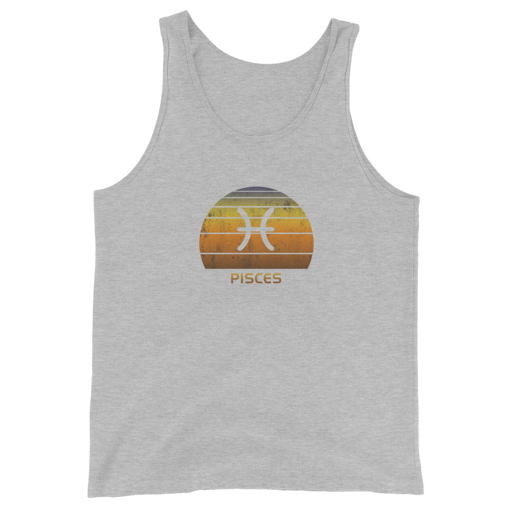 Pisces Zodiac Sign Symbol Astrology Retro Birthday Gift Present Unisex Tank Top