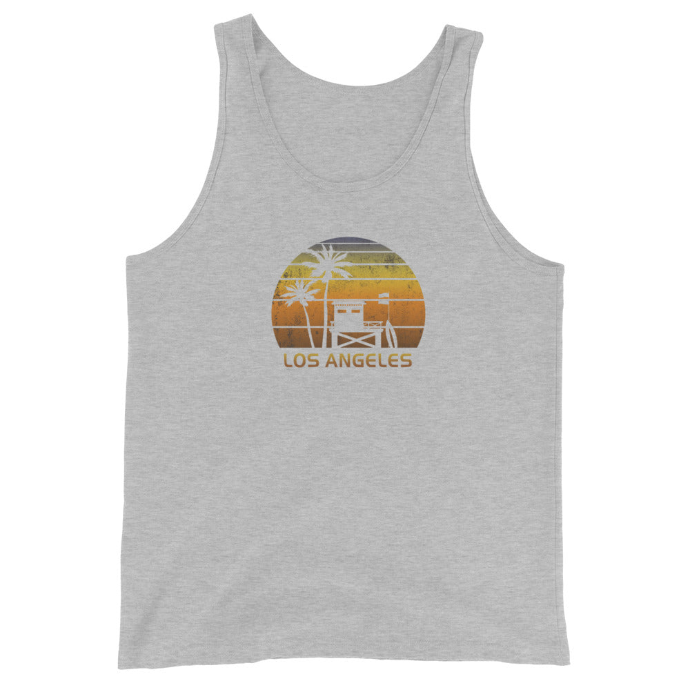 Retro Los Angeles California Sunset Surfing Palm Tree Vacation Unisex Tank Top