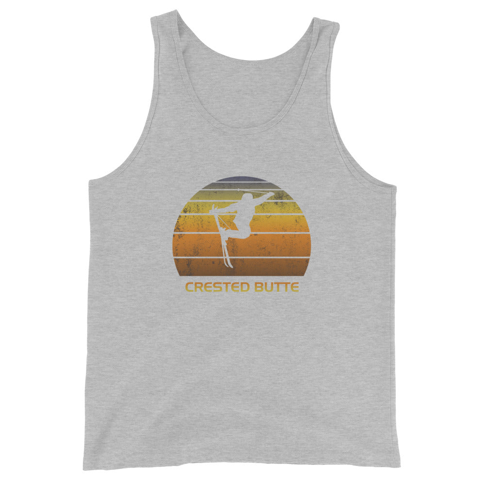 Retro Crested Butte Colorado Ski Fan Skier Skiing Sunset Vintage Sunrise Unisex Tank Top