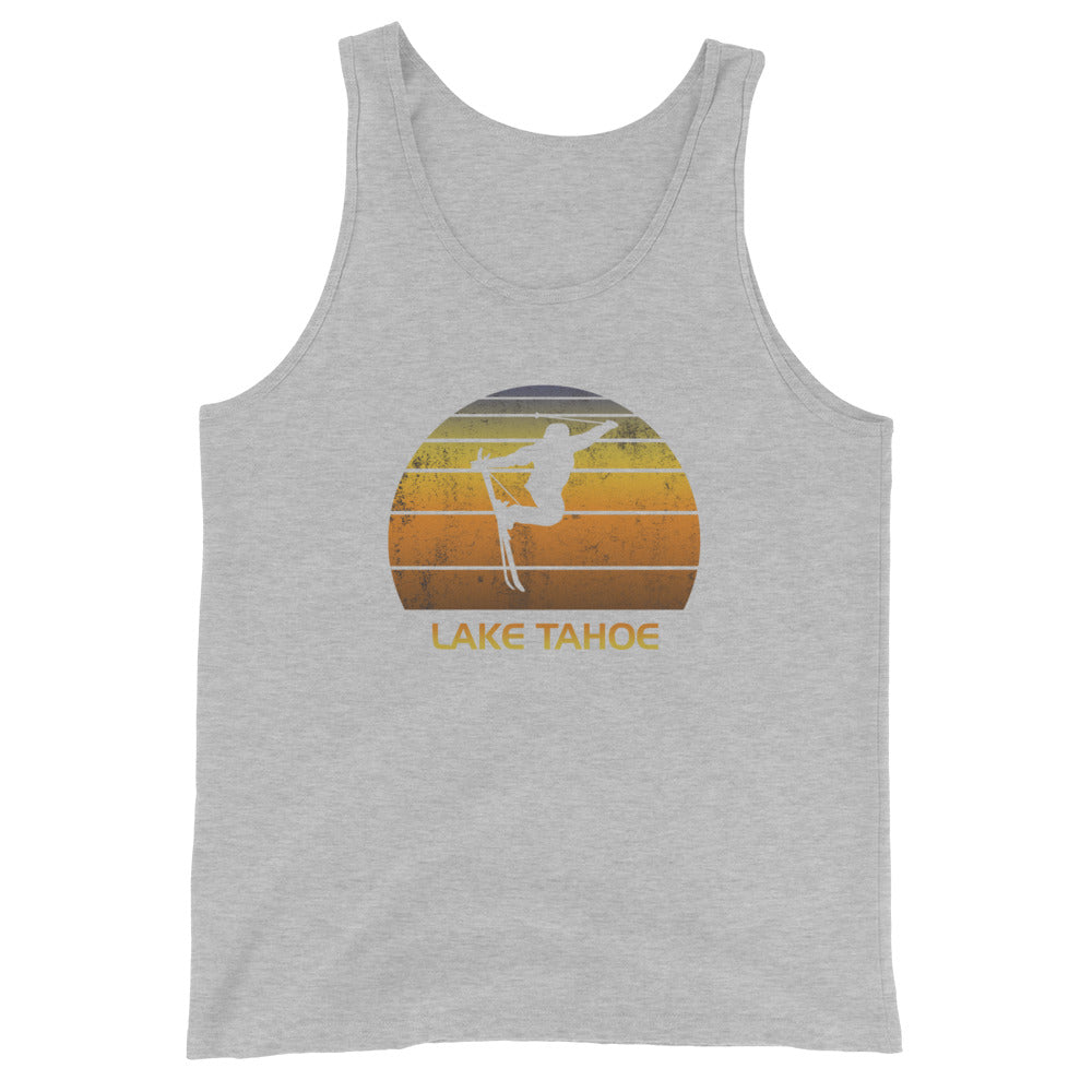 Retro Lake Tahoe California Ski Fan Skier Gift Skiing Sunset Vintage Sunrise Unisex Tank Top