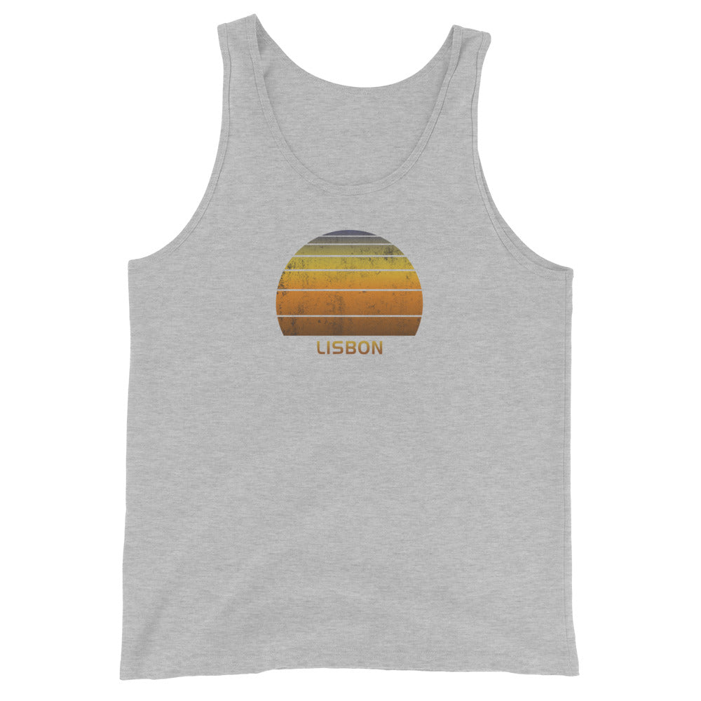 Retro Lisbon Portugal Vintage Sunset Unisex Tank Top Vacation Souvenir