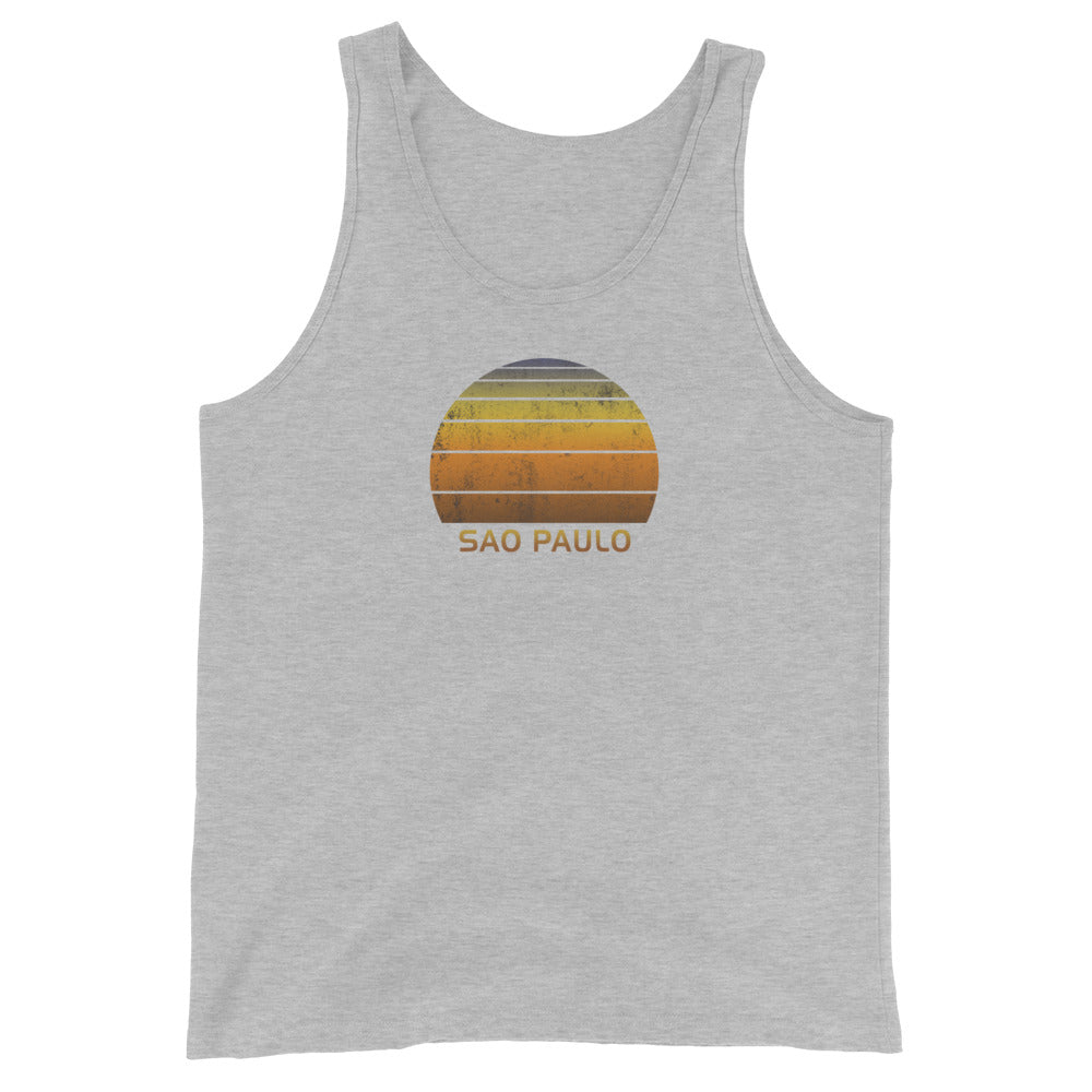 Retro Sao Paulo Brazil Vintage Sunset Unisex Tank Top Vacation Souvenir