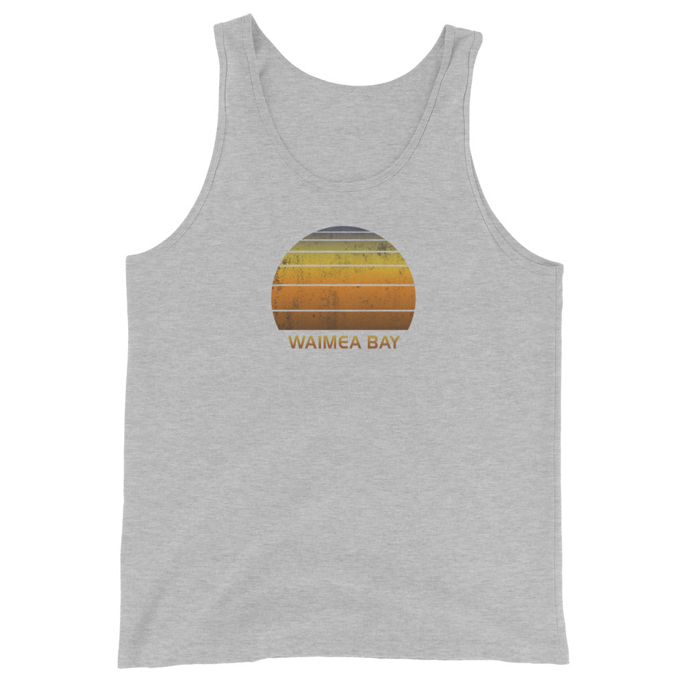 Retro Waimea Bay Oahu Hawaii Vintage Sunset Unisex Tank Top Vacation Souvenir