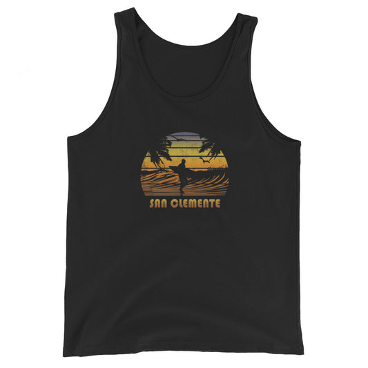 Retro San Clemente California Surfing Fan Surfer Beach Sunset Souvenir Unisex Tank Top