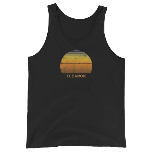 Retro Lebanon Vintage Sunset Vacation Souvenir Unisex Tank Top