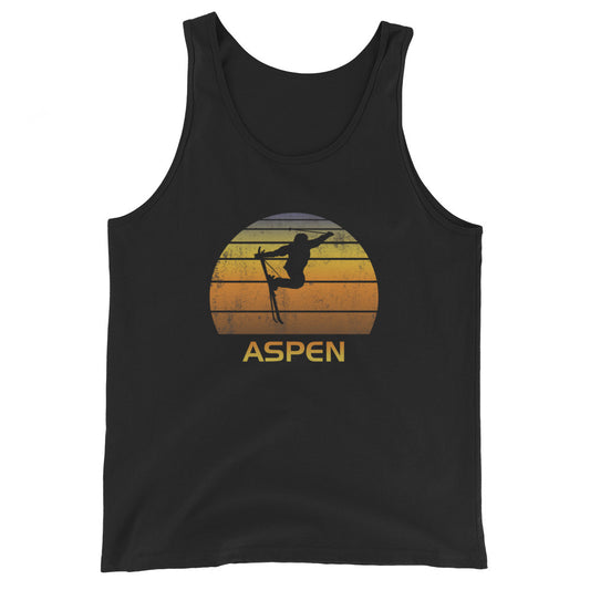 Retro Aspen Ski Fan Skier Sunset Vintage Unisex Tank Top