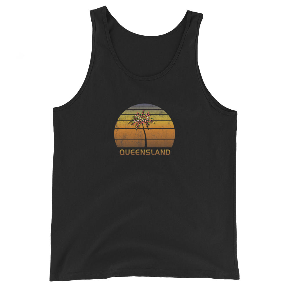 Retro Queensland Australia Christmas Family Vacation Souvenir Sunset Unisex Tank Top