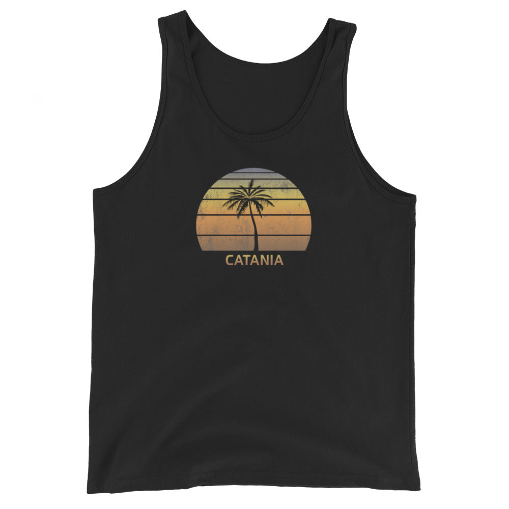 Retro Catania Italy Vintage Sunset Beach Vacation Souvenir Unisex Tank Top