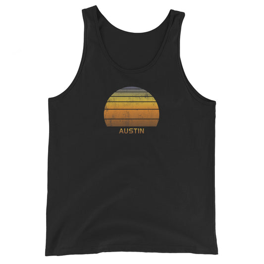 Retro Austin Texas Unisex Tank Top Vintage Sunset Vacation Souvenir