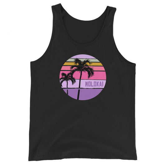 Cool Molokai Hawaii Palm Tree Artistic Vacation Souvenir Unisex Tank Top