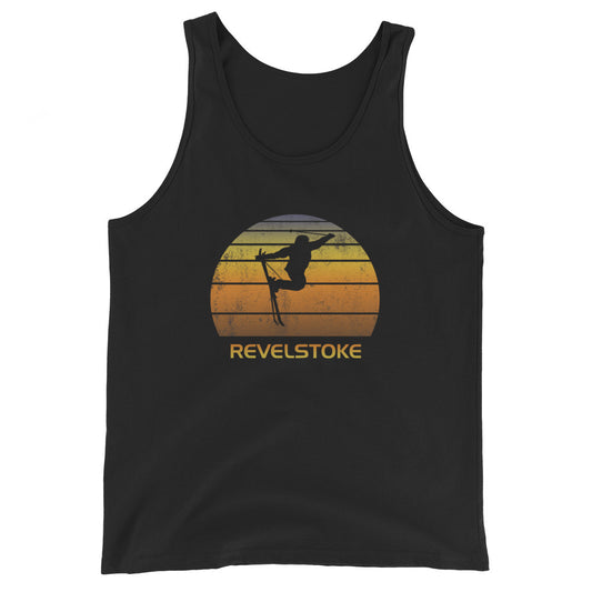 Retro Revelstoke Canada Ski Fan Skier Sunset Vintage Unisex Tank Top