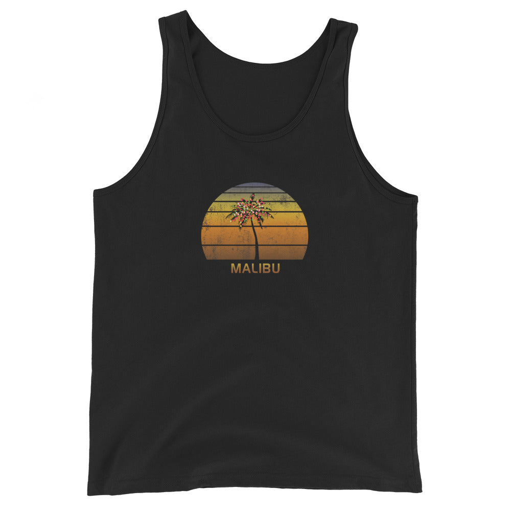 Retro Malibu California Unisex T-Shirt Christmas Family Vacation Souvenir Sunset Beach