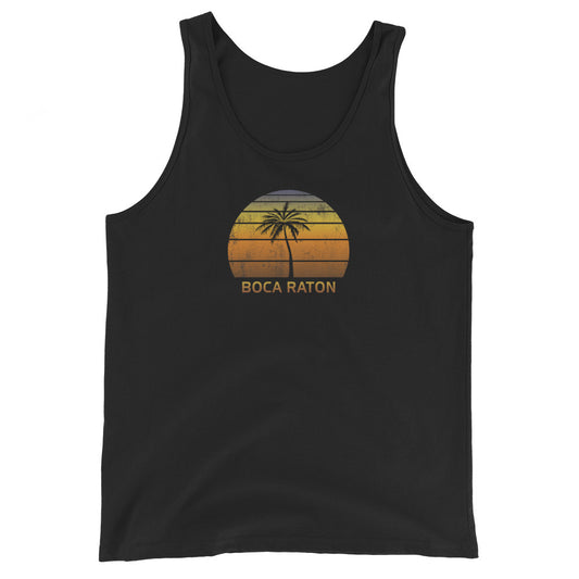 Retro Boca Raton Florida Vintage Sunset Beach Vacation Souvenir Unisex Tank Top