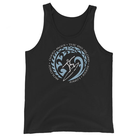 Hawaiian Islands Hawaii Unisex Tank Top Vintage Surfing Fan Lover