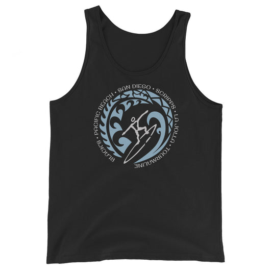 San Diego California Unisex Tank Top Vintage Surfing Fan Lover