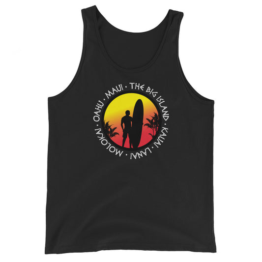 Hawaii Surfing Cool Sunset Palm Tree Surf Unisex Tank Top