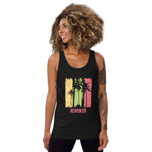 Acapulco Mexico Artistic Abstract Cool Palm Tree Unisex Tank Top