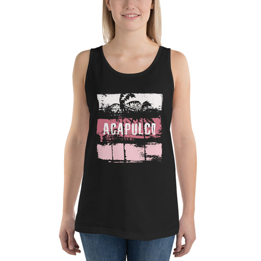 Acapulco Mexico Cool Artistic Abstract Beach Palm Tree Unisex Tank Top