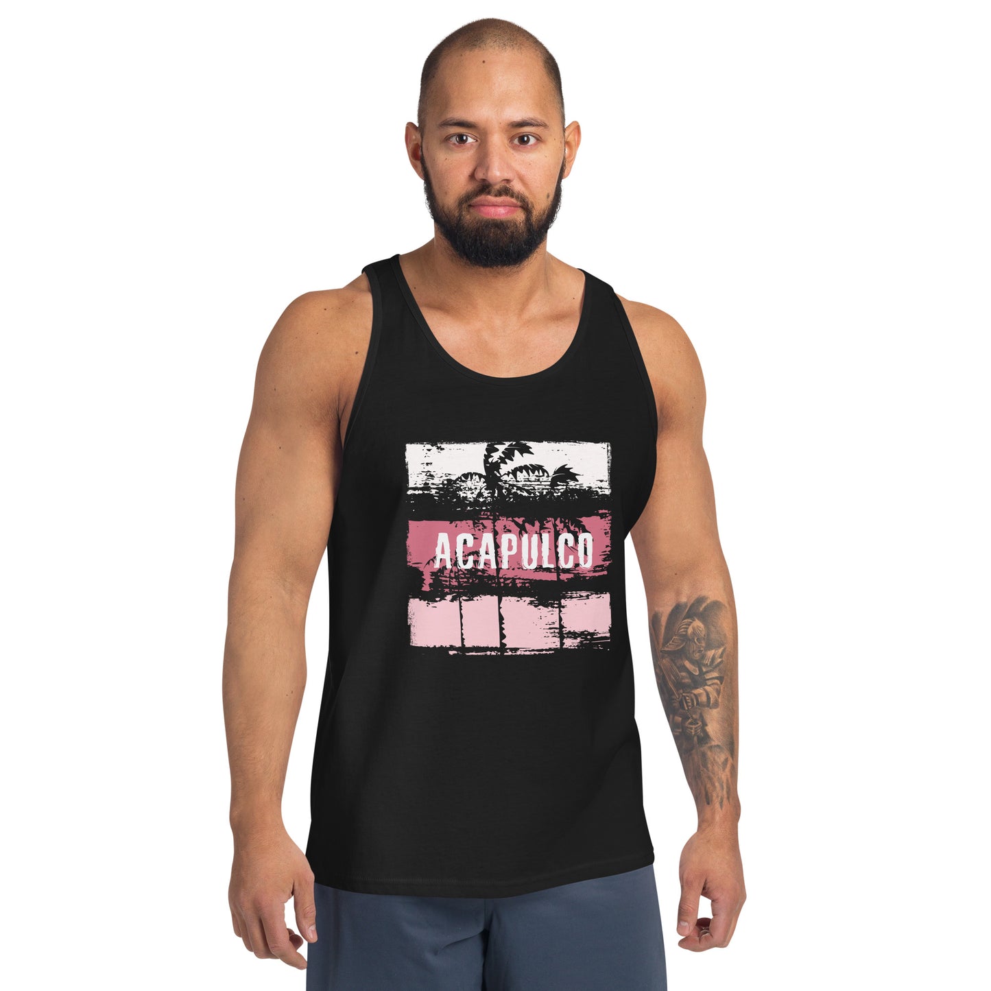 Acapulco Mexico Cool Artistic Abstract Beach Palm Tree Unisex Tank Top