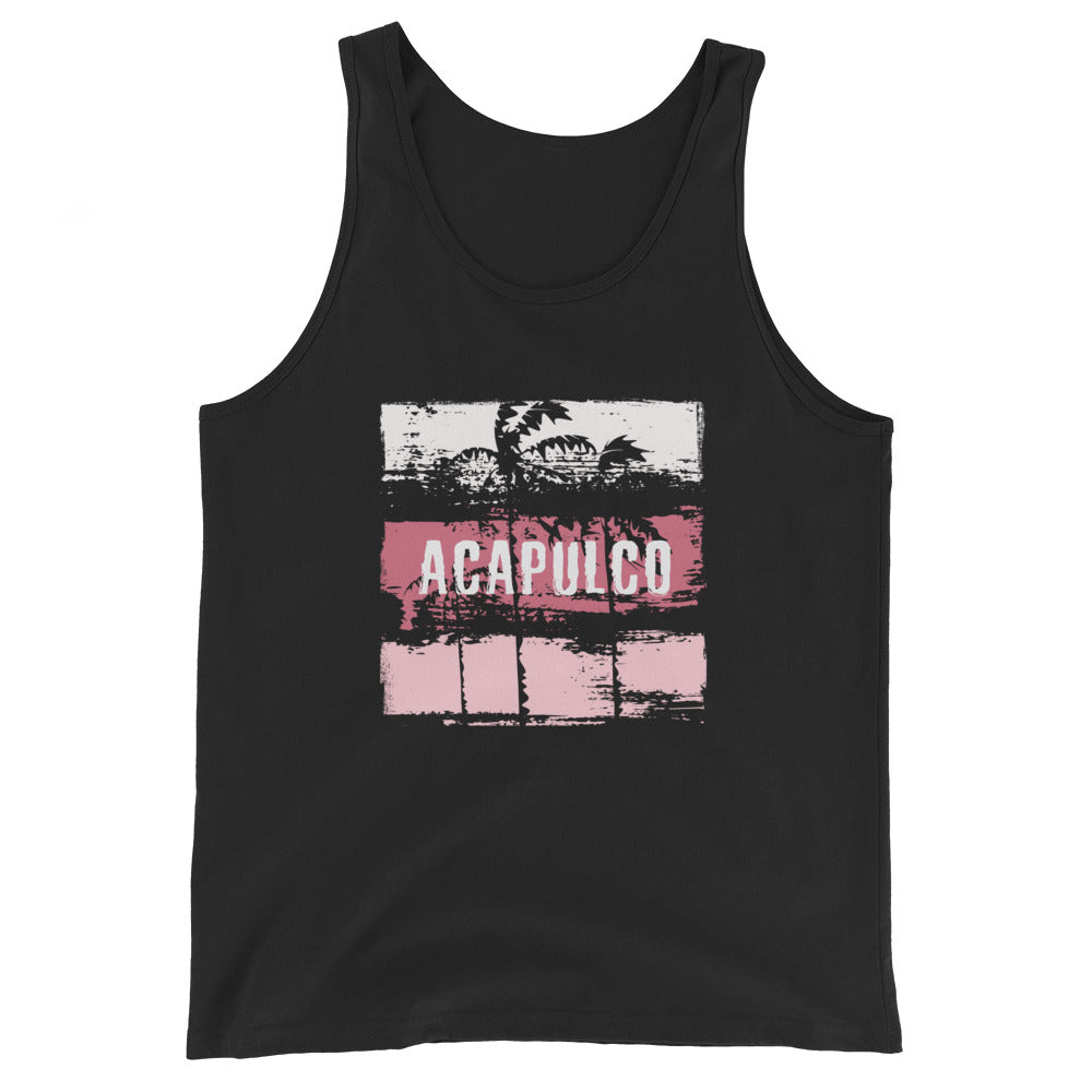 Acapulco Mexico Cool Artistic Abstract Beach Palm Tree Unisex Tank Top