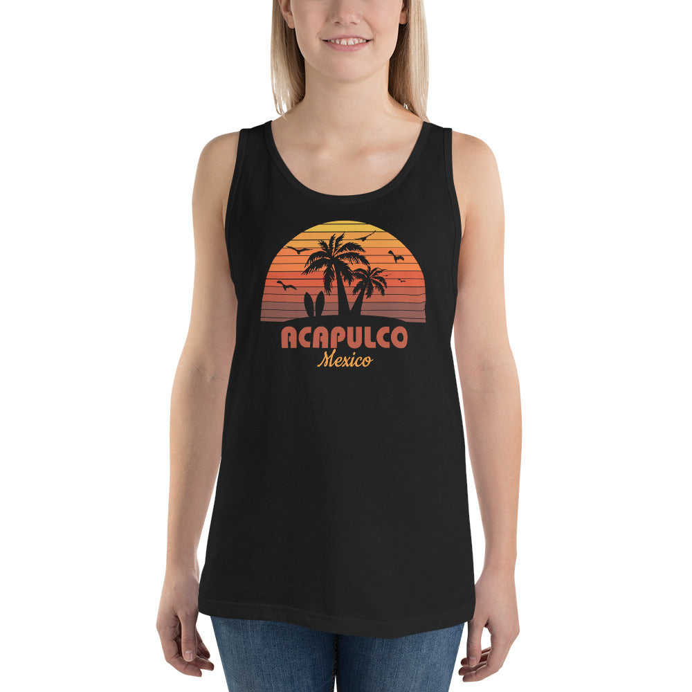 Acapulco Mexico Sunset Retro Souvenir Beach Unisex Tank Top