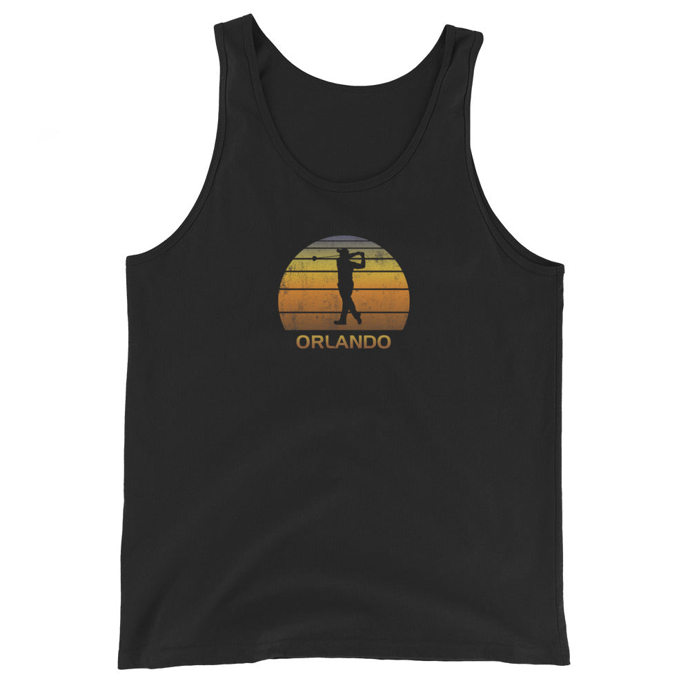 Cool Orlando Florida Golf Vintage Sunset Golfer Retro Golfing Unisex Tank Top