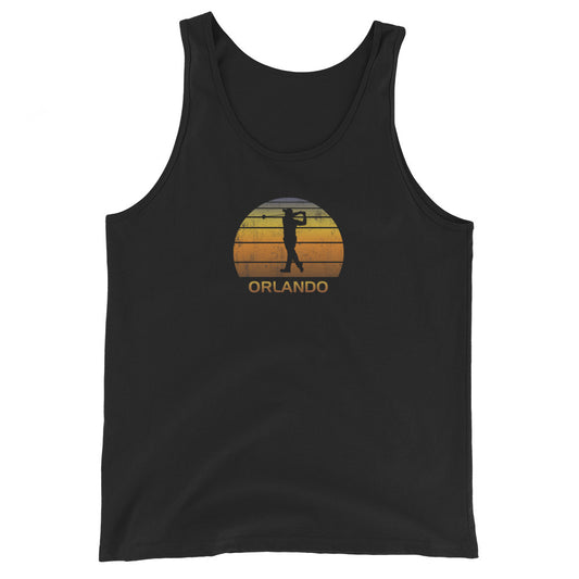 Cool Orlando Florida Golf Vintage Sunset Golfer Retro Golfing Unisex Tank Top