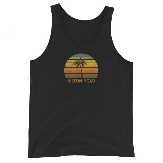 Retro Hilton Head Vintage Sunset Beach Vacation Souvenir Unisex Tank Top