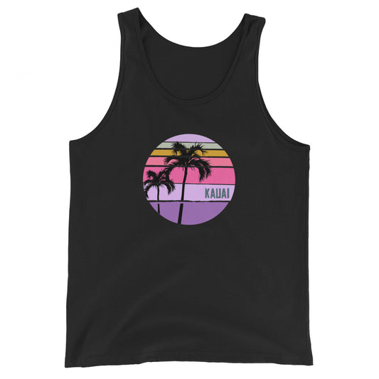 Cool Kauai Hawaii Palm Tree Artistic Vacation Souvenir Unisex Tank Top