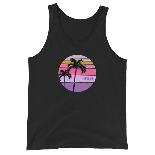 Cool Havana Cuba Palm Tree Artistic Vacation Souvenir Unisex Tank Top