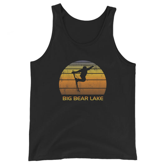 Retro Big Bear Lake California Unisex Tank Top Ski Fan Skier Skiing Sunset Vintage Sunrise