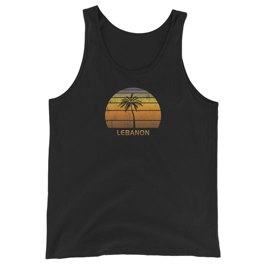 Retro Lebanon Vintage Sunset Beach Vacation Souvenir Unisex Tank Top