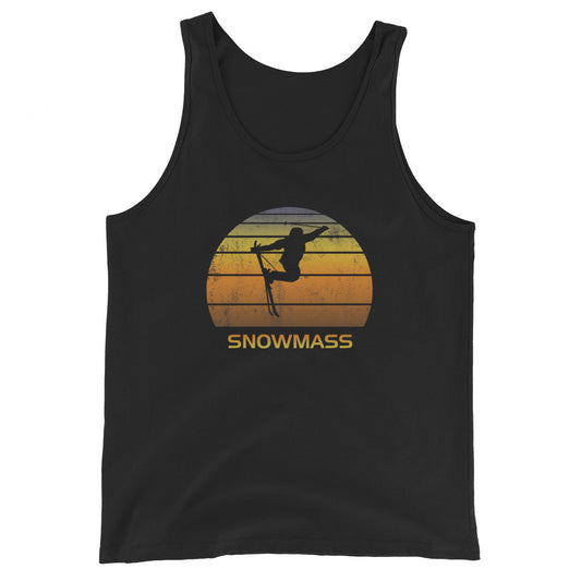 Retro Snowmass Colorado Ski Fan Skier Gift Skiing Sunset Vintage Sunrise Unisex Tank Top