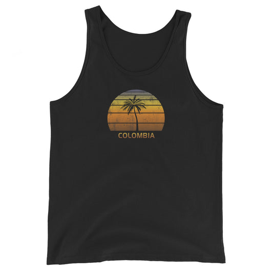 Retro Colombia Vintage Sunset Beach Vacation Souvenir Unisex Tank Top