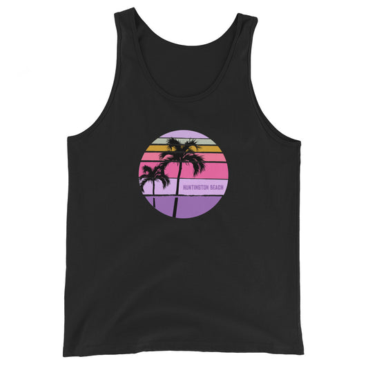 Cool Huntington Beach California Palm Tree Artistic Vacation Unsiex Tank Top