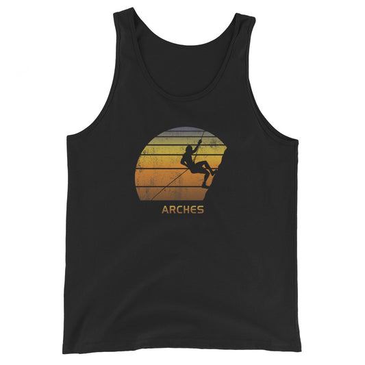 Retro Arches National Park Utah Unisex Tank Top Rock Climbing Fan Bouldering Climber