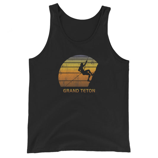 Retro Grand Teton National Park Wyoming Rock Climbing Fan Bouldering Unisex Tank Top