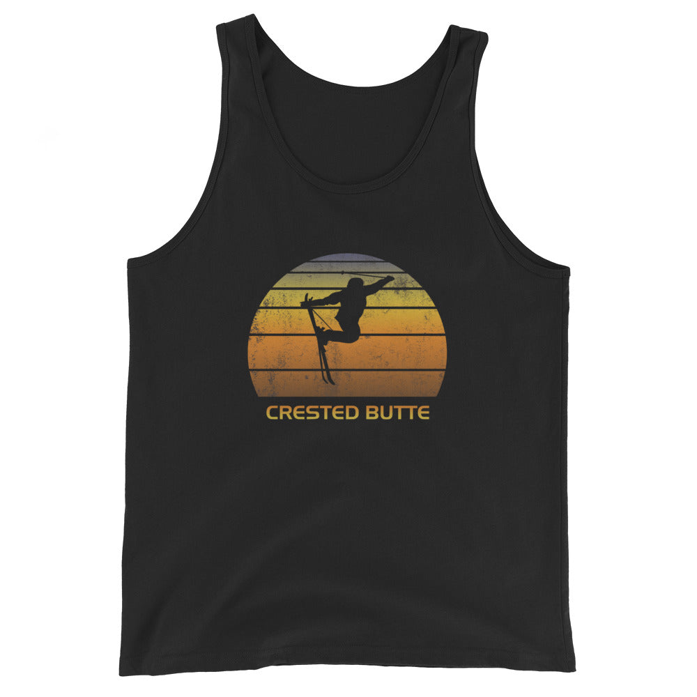 Retro Crested Butte Colorado Ski Fan Skier Skiing Sunset Vintage Sunrise Unisex Tank Top